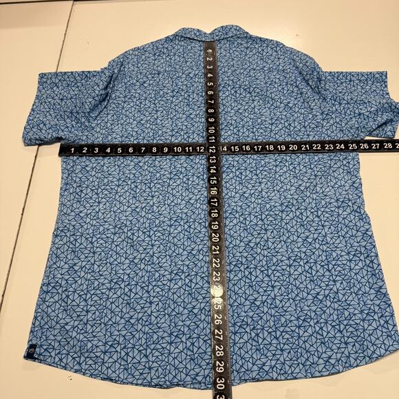 Southern Tide Shirt Mens XL Blue Geometric Nylon Stretch Short Sleeve Beachy - Picture 4 of 10